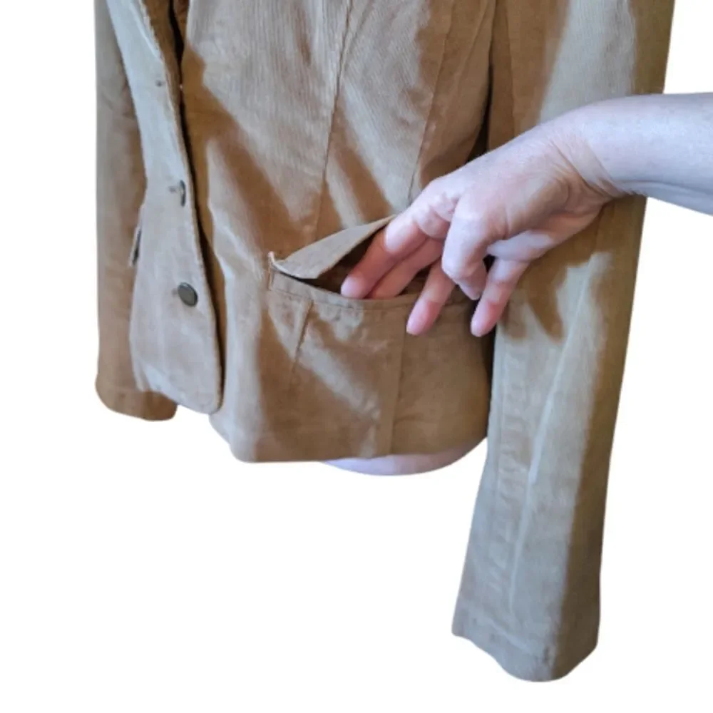VTG Calvin Klein Beige Corduroy‎ Single Breasted Blazer Large *fits like Medium